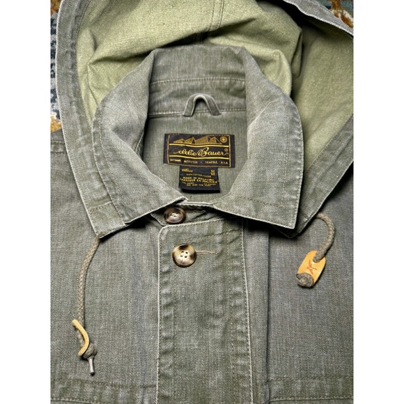 VTG Eddie Bauer Cotton Field Jacket Green Men Medium Chore Barn Utility *see pic - Picture 5 of 11